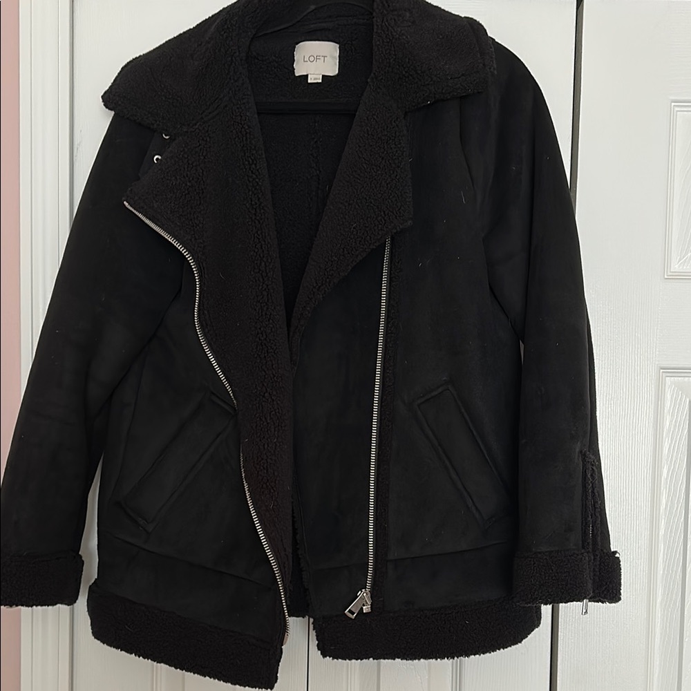 LOFT Black Shearling Jacket